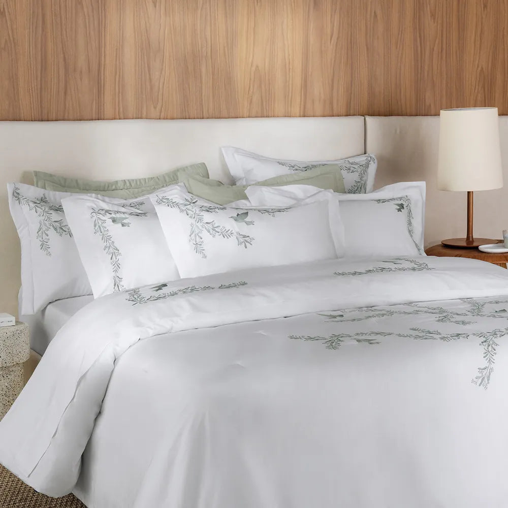 Trussardi - Jogo de Cama King 300 Fios 100% Algodão Egípcio Pistacia